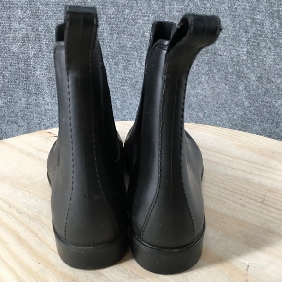 Merona Boots Womens Pull On Chelsea Ankle Rain Boot Black Rubber Low Heels - Picture 5 of 5